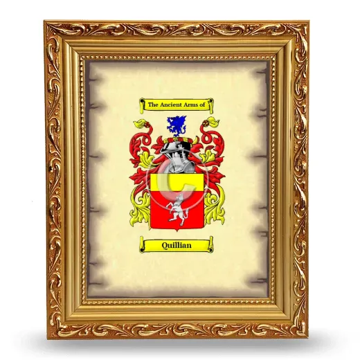 Quillian Coat of Arms Framed - Gold