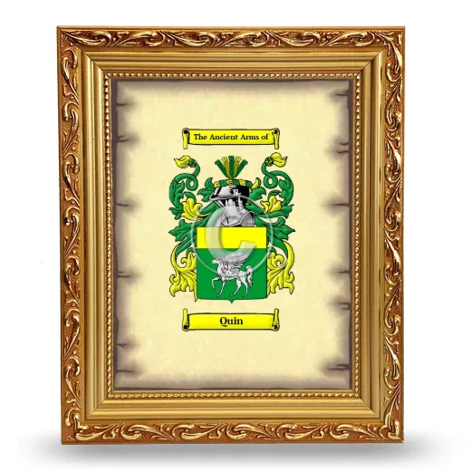 Quin Coat of Arms Framed - Gold