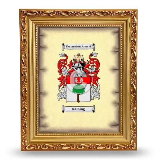 Raining Coat of Arms Framed - Gold