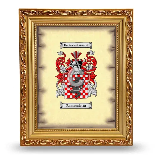 Ramondetta Coat of Arms Framed - Gold