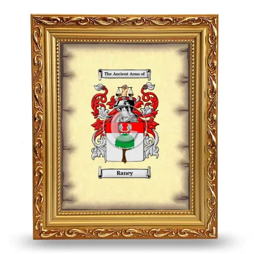 Raney Coat of Arms Framed - Gold