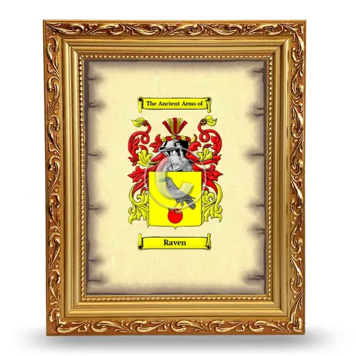 Raven Coat of Arms Framed - Gold