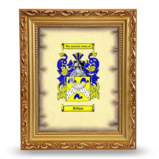Rehan Coat of Arms Framed - Gold