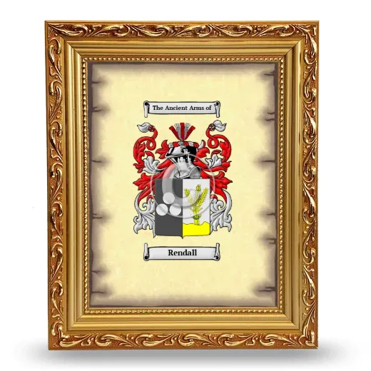Rendall Coat of Arms Framed - Gold