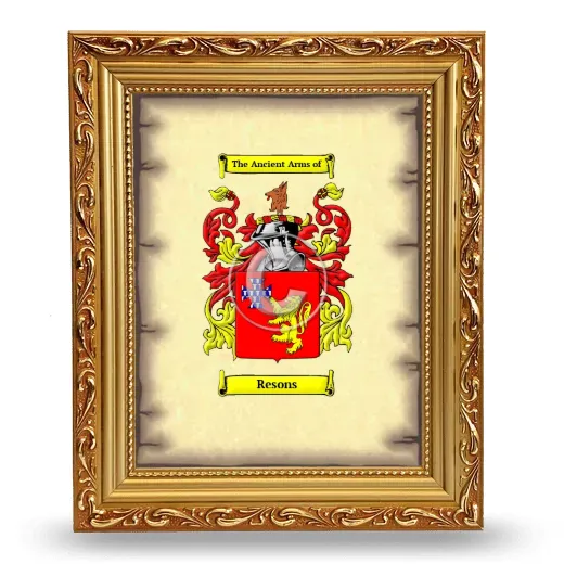 Resons Coat of Arms Framed - Gold