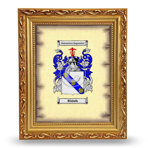 Rhinds Coat of Arms Framed - Gold