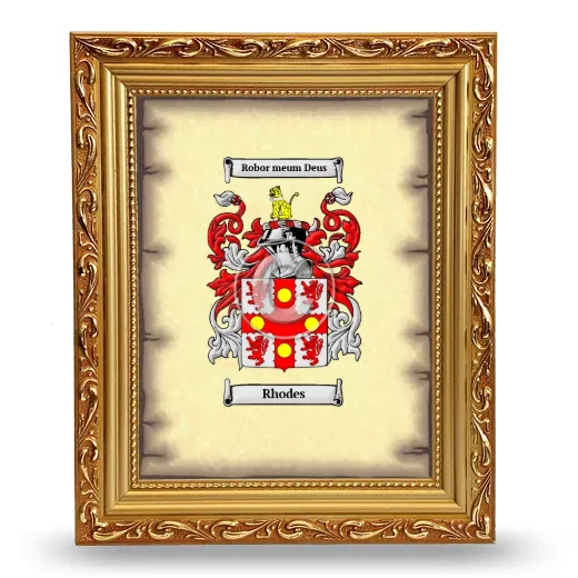 Rhodes Coat of Arms Framed - Gold