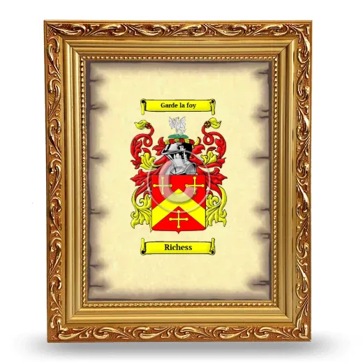 Richess Coat of Arms Framed - Gold