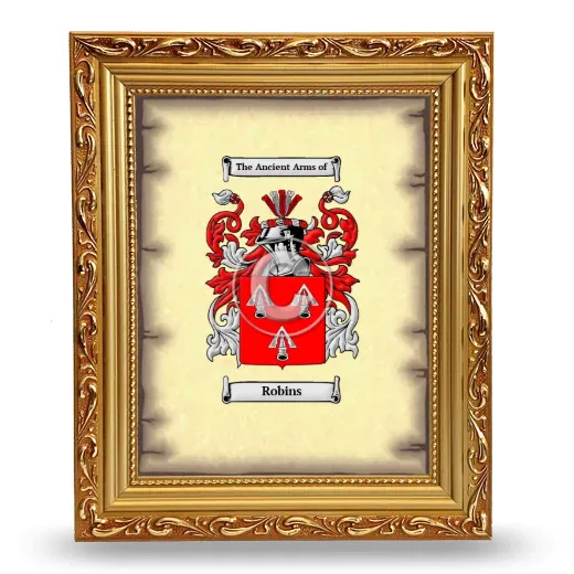 Robins Coat of Arms Framed - Gold