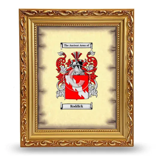 Roddick Coat of Arms Framed - Gold