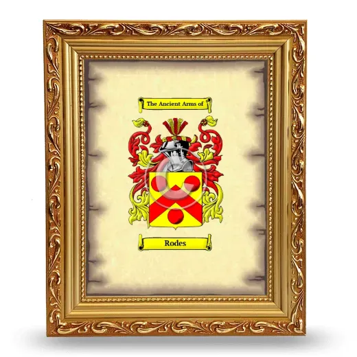 Rodes Coat of Arms Framed - Gold