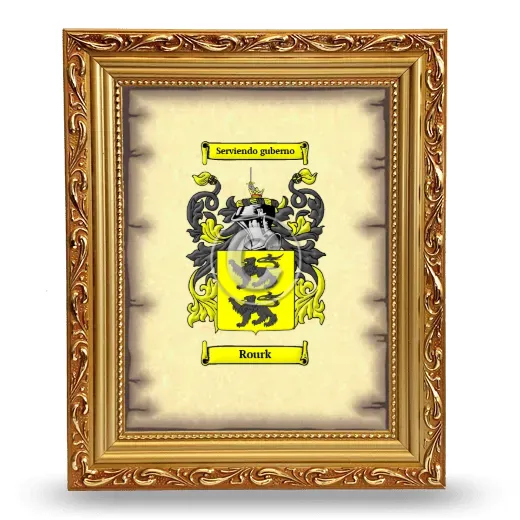 Rourk Coat of Arms Framed - Gold