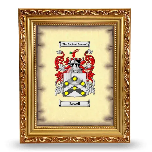 Rowell Coat of Arms Framed - Gold