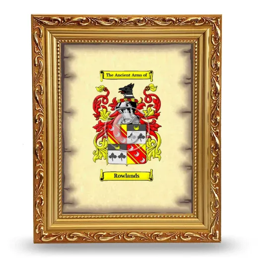 Rowlands Coat of Arms Framed - Gold