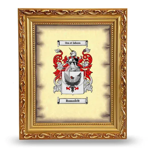 Rumsfelt Coat of Arms Framed - Gold