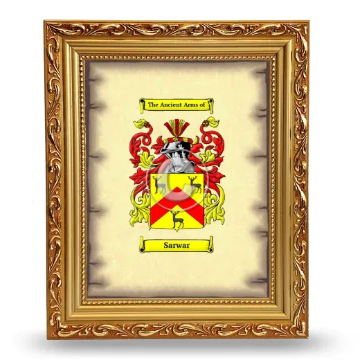 Sarwar Coat of Arms Framed - Gold