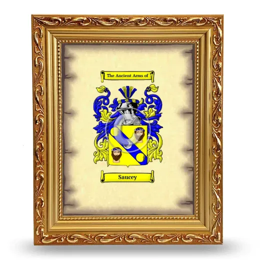 Saucey Coat of Arms Framed - Gold