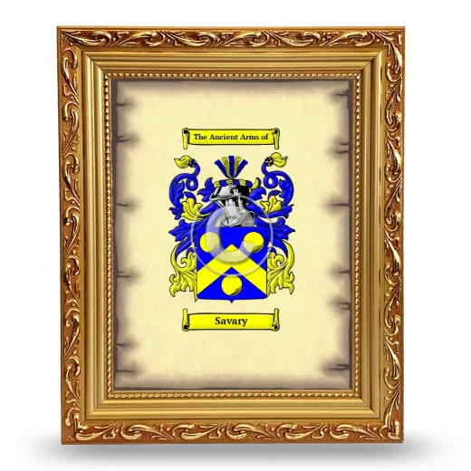 Savary Coat of Arms Framed - Gold