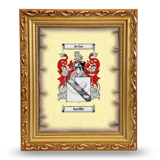 Saville Coat of Arms Framed - Gold