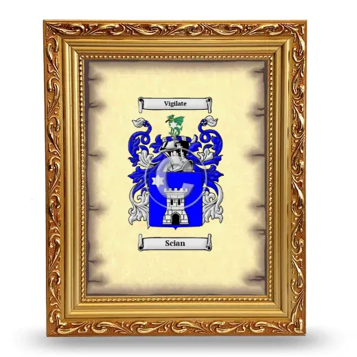 Scian Coat of Arms Framed - Gold
