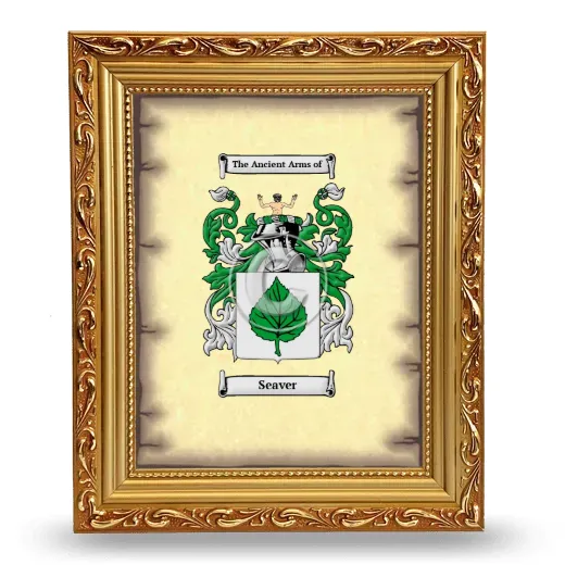 Seaver Coat of Arms Framed - Gold