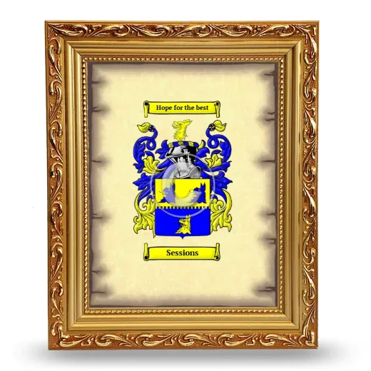 Sessions Coat of Arms Framed - Gold