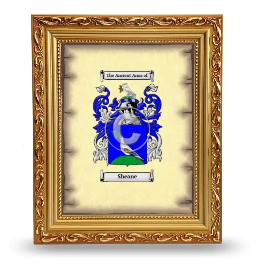 Sheane Coat of Arms Framed - Gold