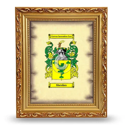 Sherdan Coat of Arms Framed - Gold