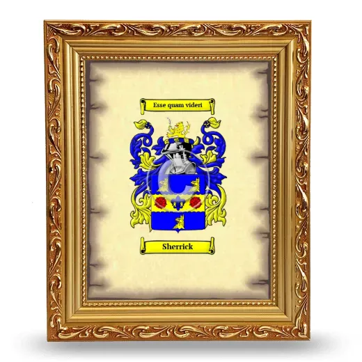 Sherrick Coat of Arms Framed - Gold