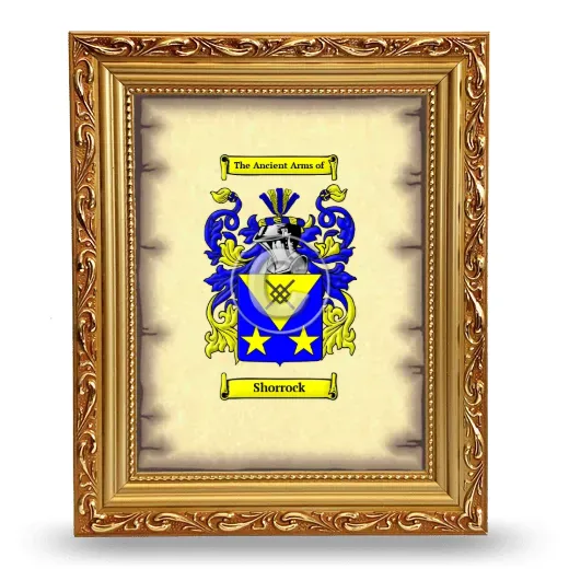 Shorrock Coat of Arms Framed - Gold