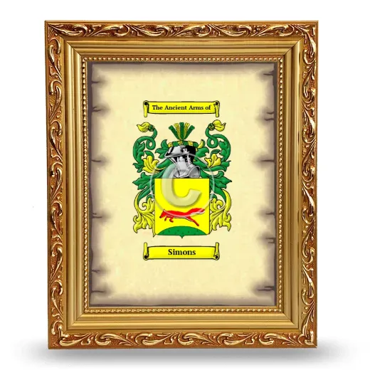 Simons Coat of Arms Framed - Gold