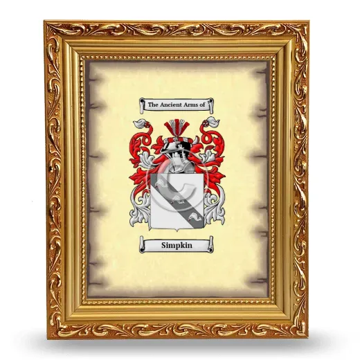 Simpkin Coat of Arms Framed - Gold