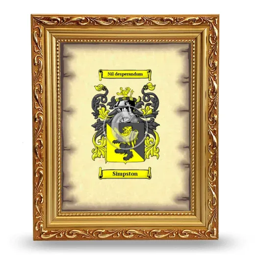 Simpston Coat of Arms Framed - Gold