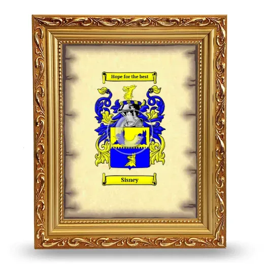 Sisney Coat of Arms Framed - Gold