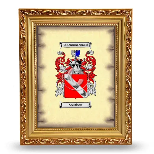 Southon Coat of Arms Framed - Gold