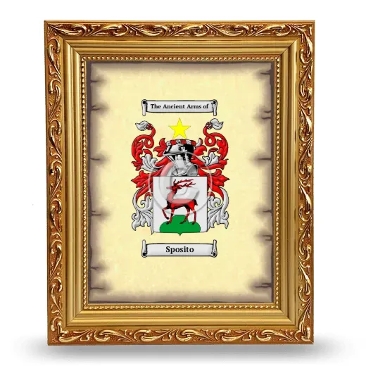 Sposito Coat of Arms Framed - Gold