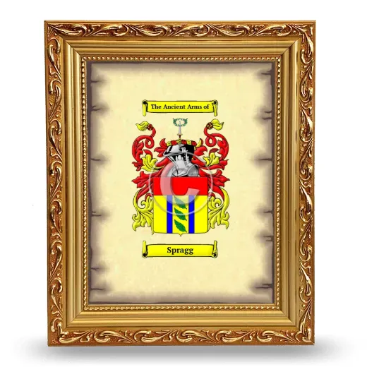 Spragg Coat of Arms Framed - Gold