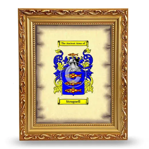 Strugnell Coat of Arms Framed - Gold