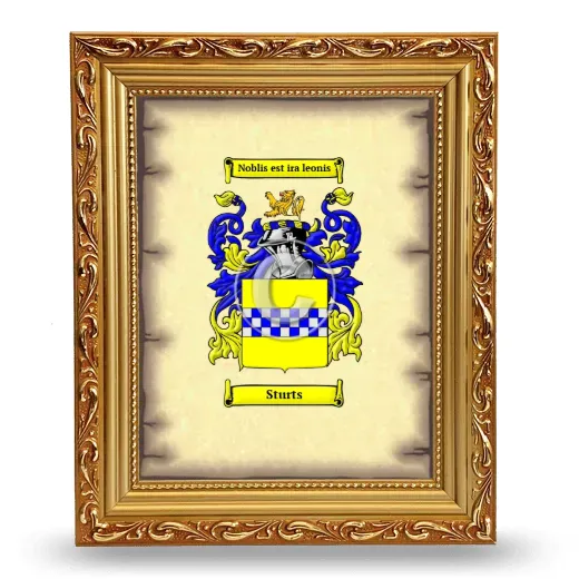 Sturts Coat of Arms Framed - Gold
