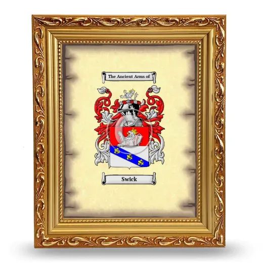 Swick Coat of Arms Framed - Gold