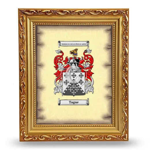 Tague Coat of Arms Framed - Gold