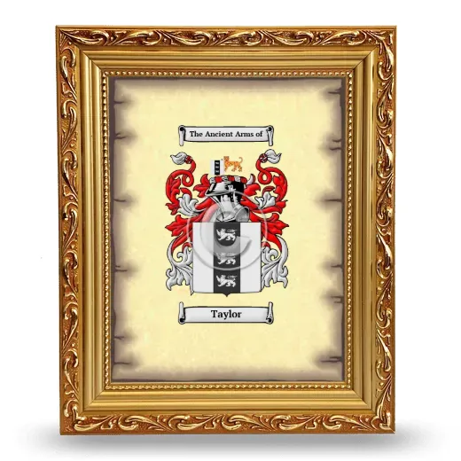 Taylor Coat of Arms Framed - Gold