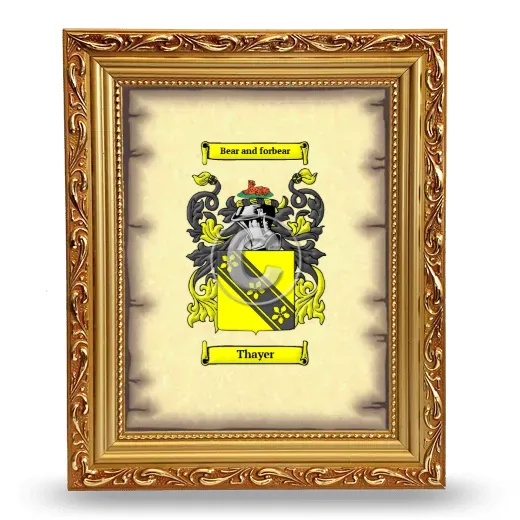 Thayer Coat of Arms Framed - Gold