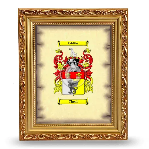 Theal Coat of Arms Framed - Gold