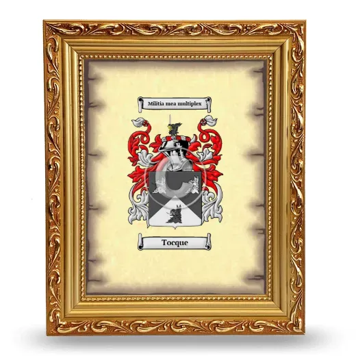 Tocque Coat of Arms Framed - Gold
