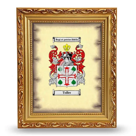 Toller Coat of Arms Framed - Gold