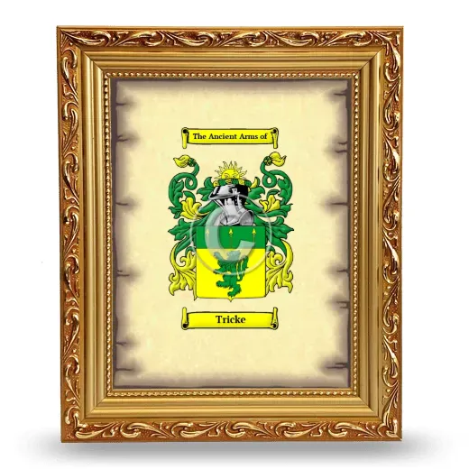 Tricke Coat of Arms Framed - Gold