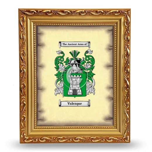 Valezque Coat of Arms Framed - Gold