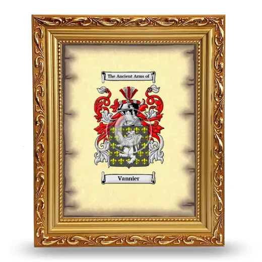 Vannier Coat of Arms Framed - Gold