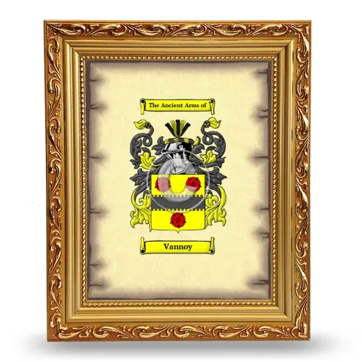 Vannoy Coat of Arms Framed - Gold